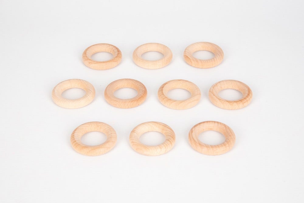 Natural Wooden Rings Set of 10 5cm dia