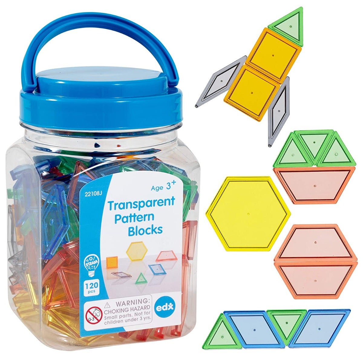 EDX Transparent Pattern Blocks Mini Jar – Scholar's Choice