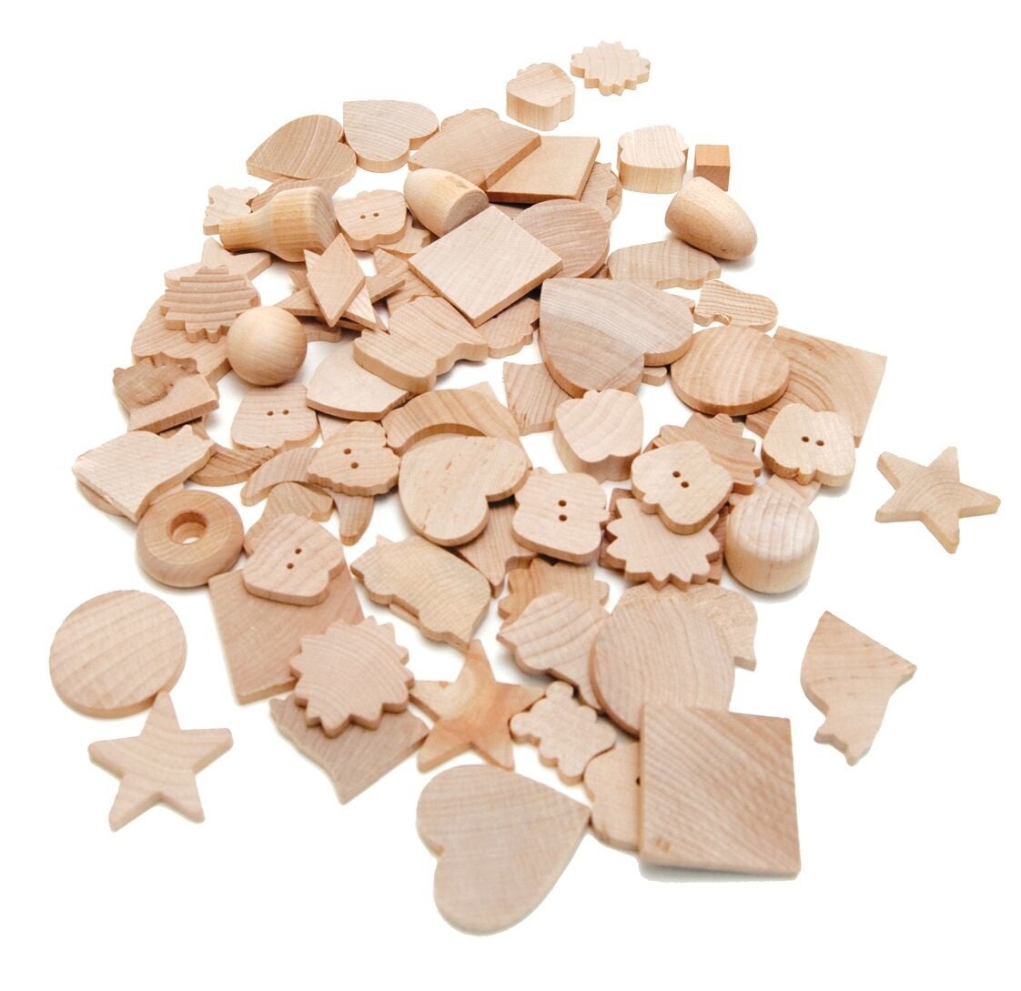 Wood Shapes Assorted Shapes 50 pcs