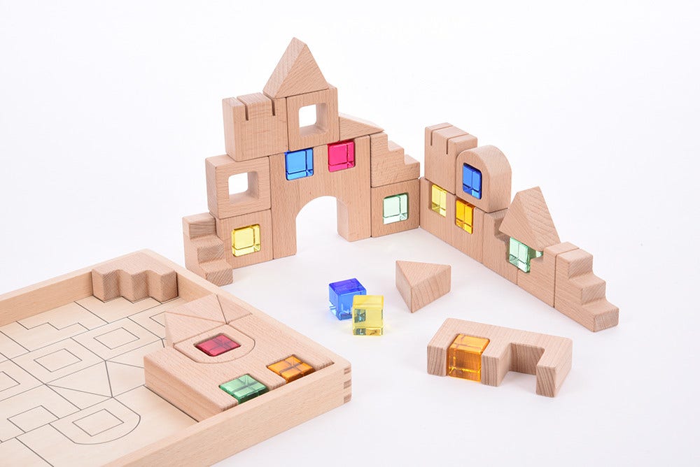 Wooden Building Gem Blocks 40 pc