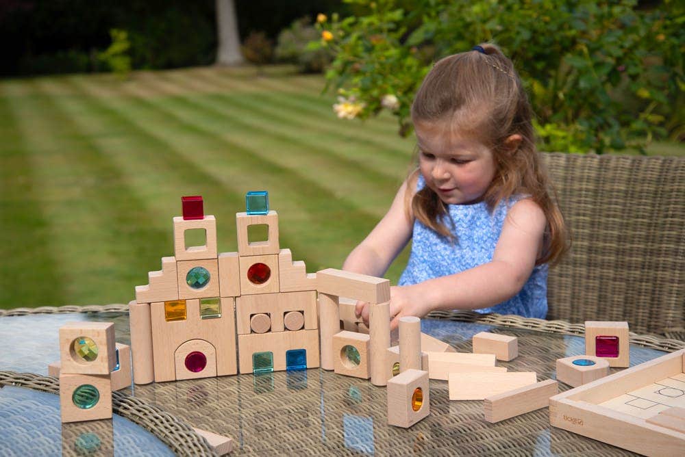 Wooden Building Gem Blocks 80 pc
