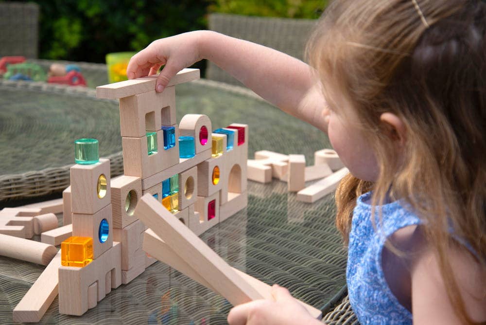 Wooden Building Gem Blocks 80 pc