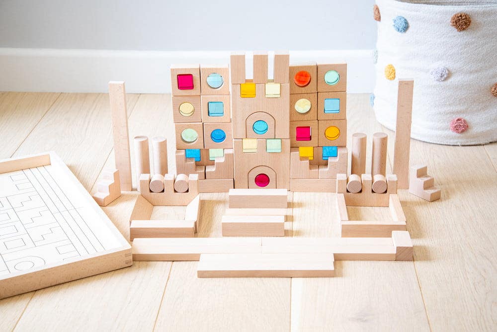 Wooden Building Gem Blocks 80 pc