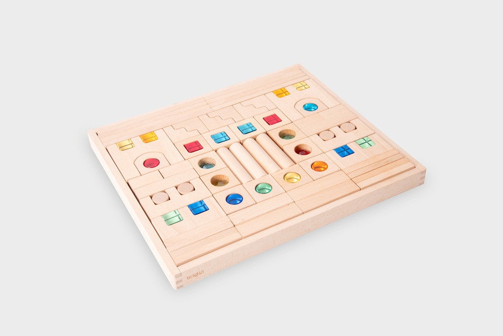 Wooden Building Gem Blocks 80 pc
