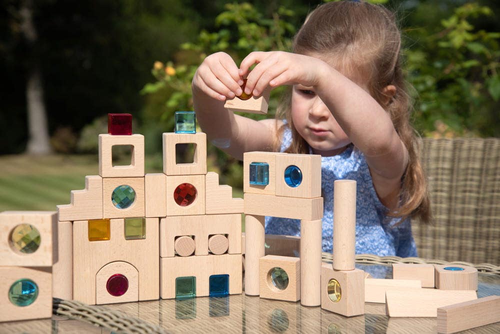 Wooden Building Gem Blocks 80 pc