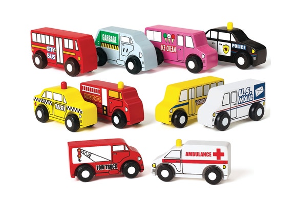 Wooden Play Trucks Set of 8