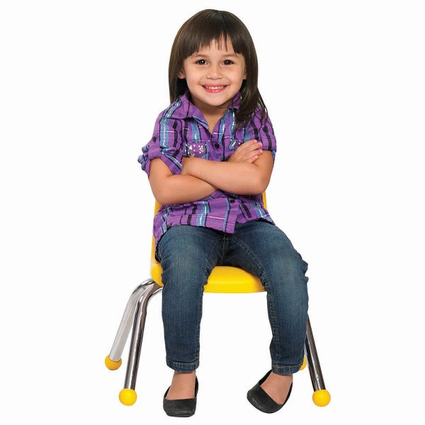 Yellow 10 inch Stackable School Chair with Ball Glides