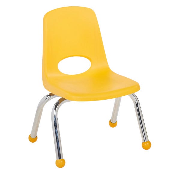 Yellow 10 inch Stackable School Chair with Ball Glides