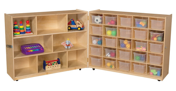 25 Tray and Shelf Folding Storage with Clear Trays with rein