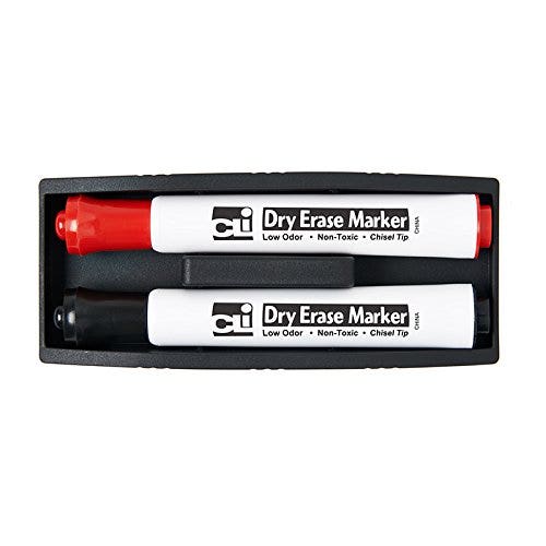Magnetic Whiteboard Eraser with Two Markers