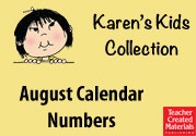 August Calendar Numbers Ebook