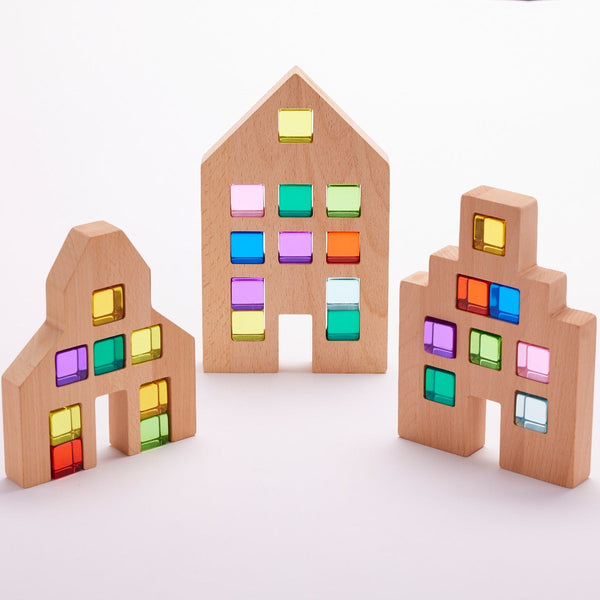 Rainbow Gem Buildings Set of 36