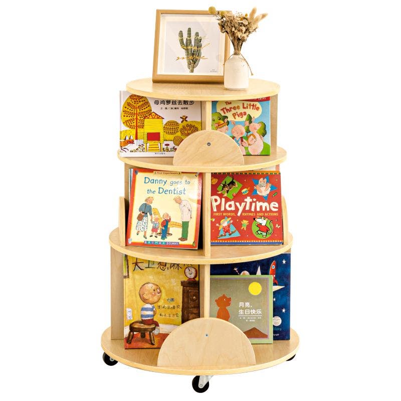 3 Shelf Revolving Bookshelf 23.82inL x 33.27inH