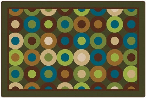 Calming Circles Rectangle Green Carpet 8ft x 12ft