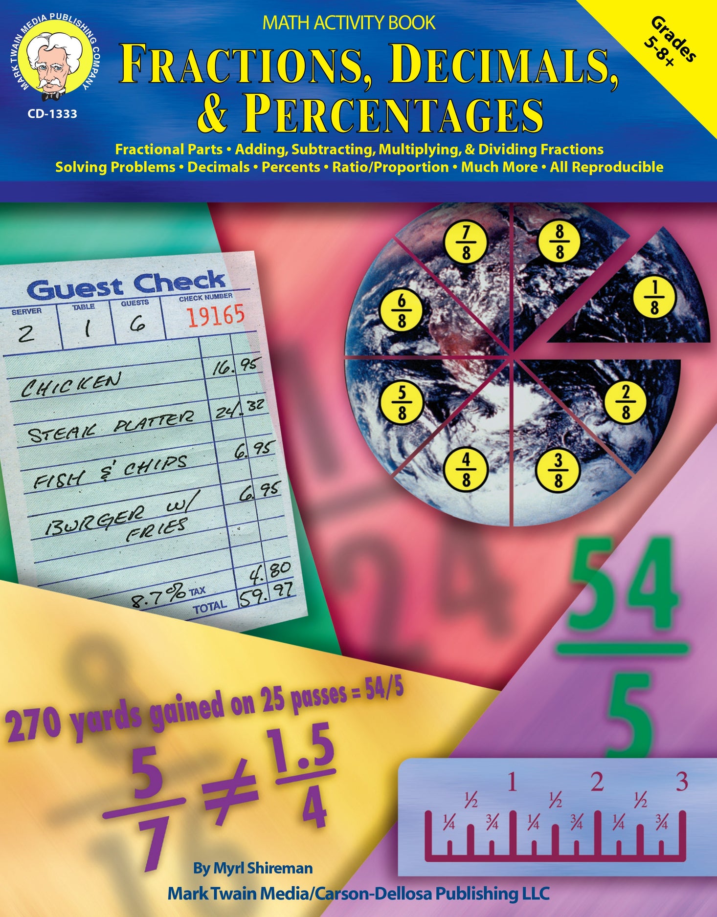 Math Activity Book - Fractions Decimals & Percentages Grades