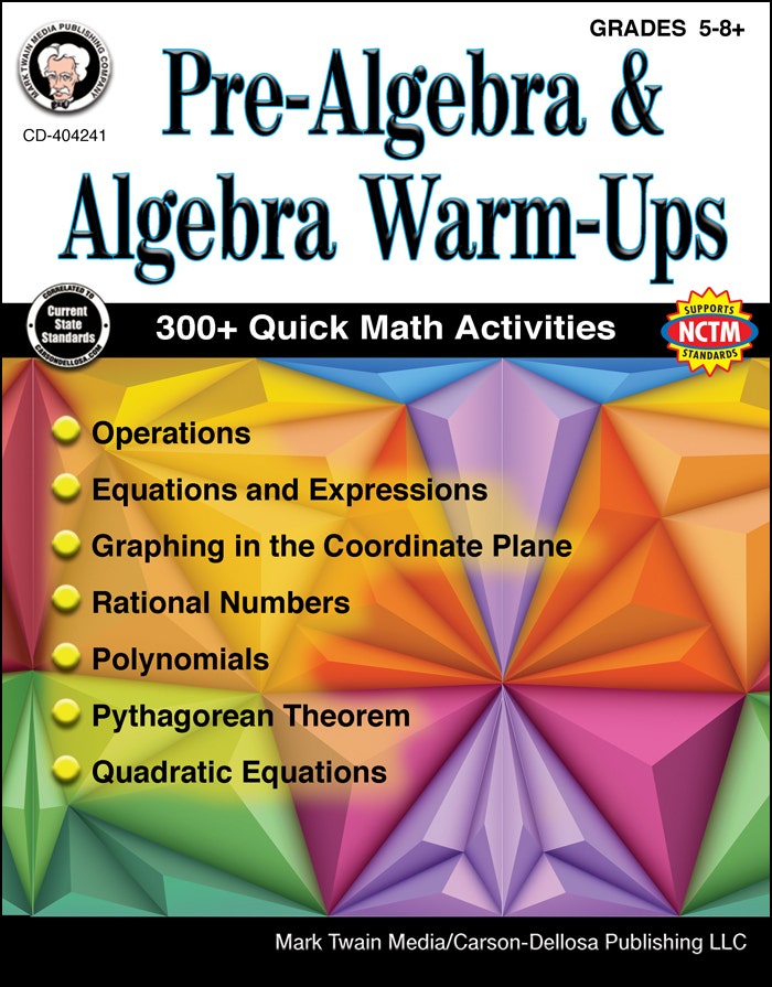 Pre-Algebra and Algebra Warm-Ups Grades 5 - 8 Ebook
