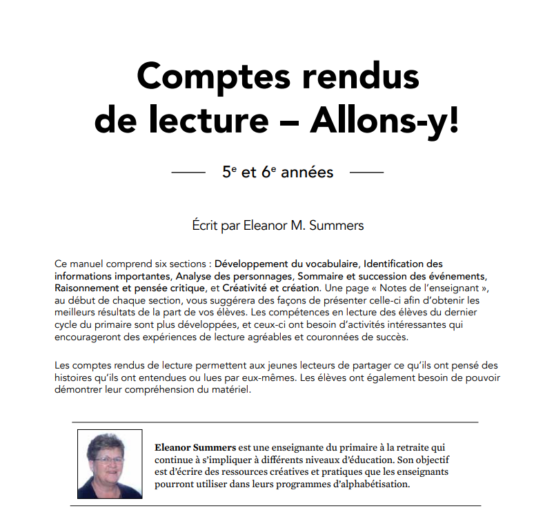 Comptes rendus de lecture-Allons-y Grade 5-6 Ebook
