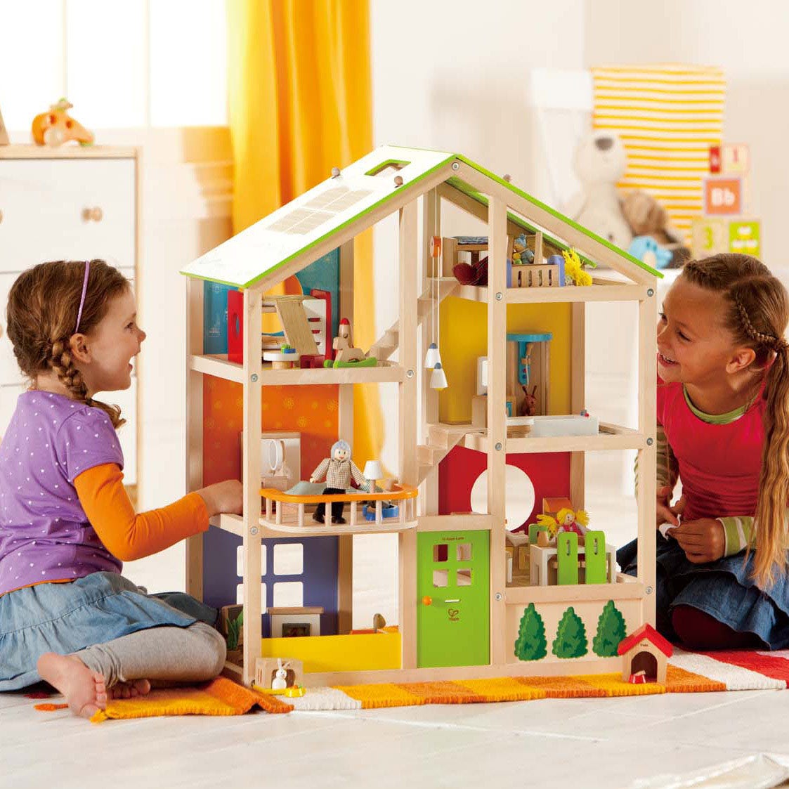 All Season Wooden Dollhouse Furnished by Hape