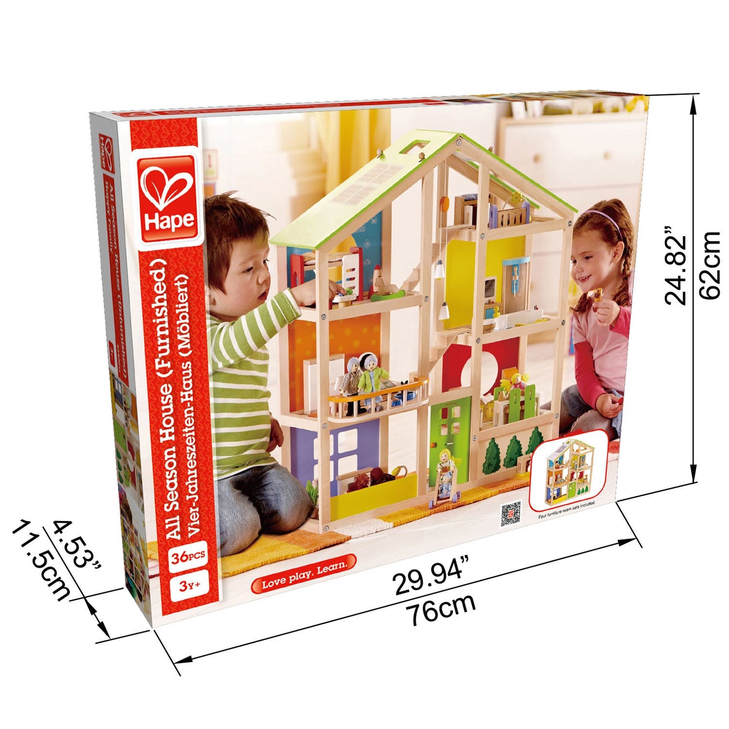 All Season Wooden Dollhouse Furnished by Hape