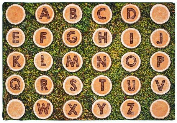 Alphabet Tree Rounds Seating Rectangle Brown Carpet 8ft x 12