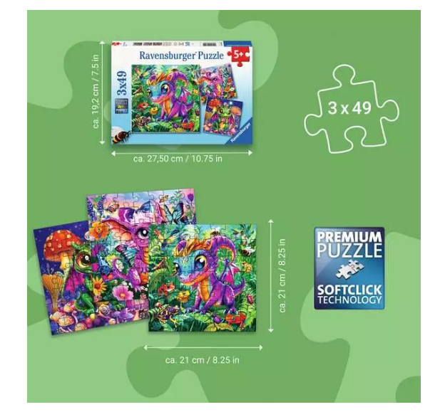 Baby Garden Dragons 3x49 Pc Puzzle