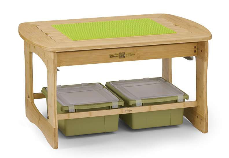 Bamboo Sensory Light Table with Sage tubs