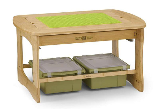 Bamboo Sensory Light Table with Sage tubs