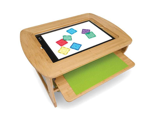 Bamboo Sensory Light Table with Vibrant Mixed tubs