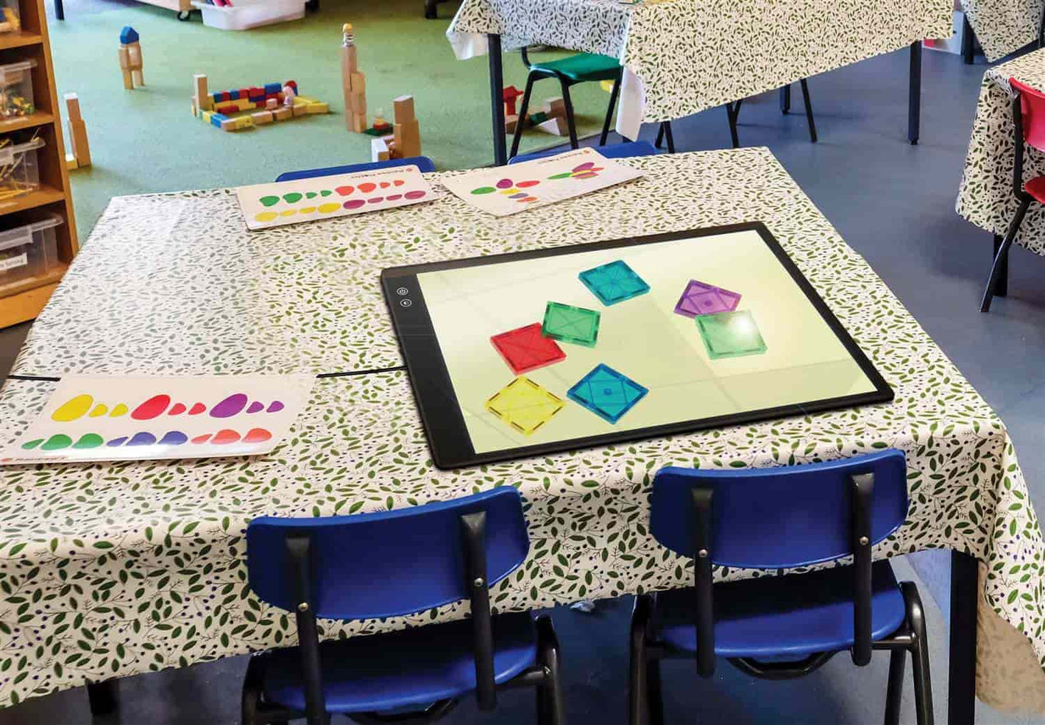 Bamboo Sensory Light Table with Vibrant Mixed tubs