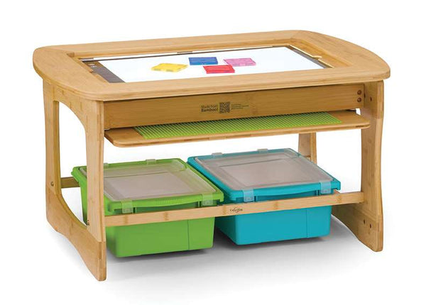 Bamboo Sensory Light Table with Vibrant Mixed tubs