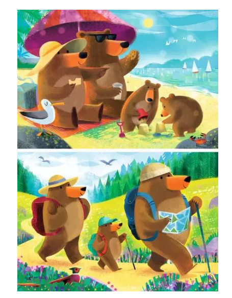 Bear Family Vacations 2x24 Pc Puzzle