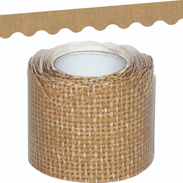 Burlap Scalloped Rolled Border Trim