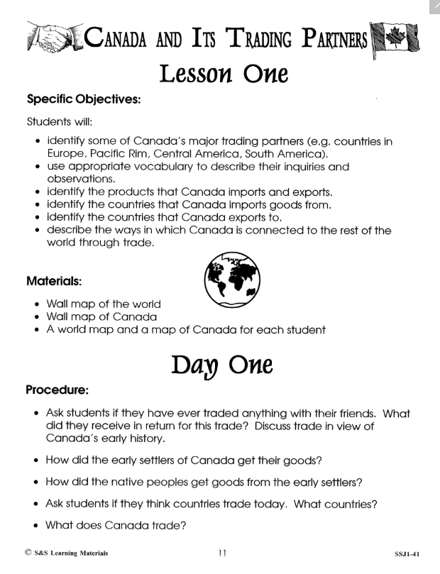 Canada & It's Trading Partners Grades 6-8