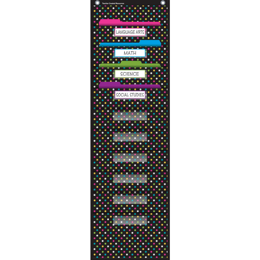 Chalkboard Brights 10 Pocket File Storage Pocket Chart 14 x