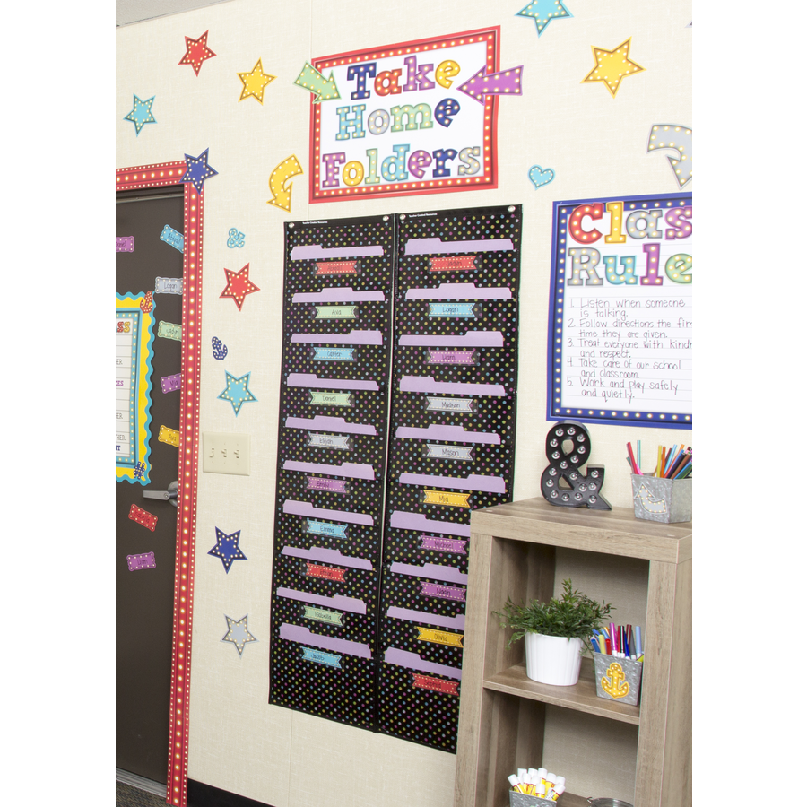 Chalkboard Brights 10 Pocket File Storage Pocket Chart 14 x