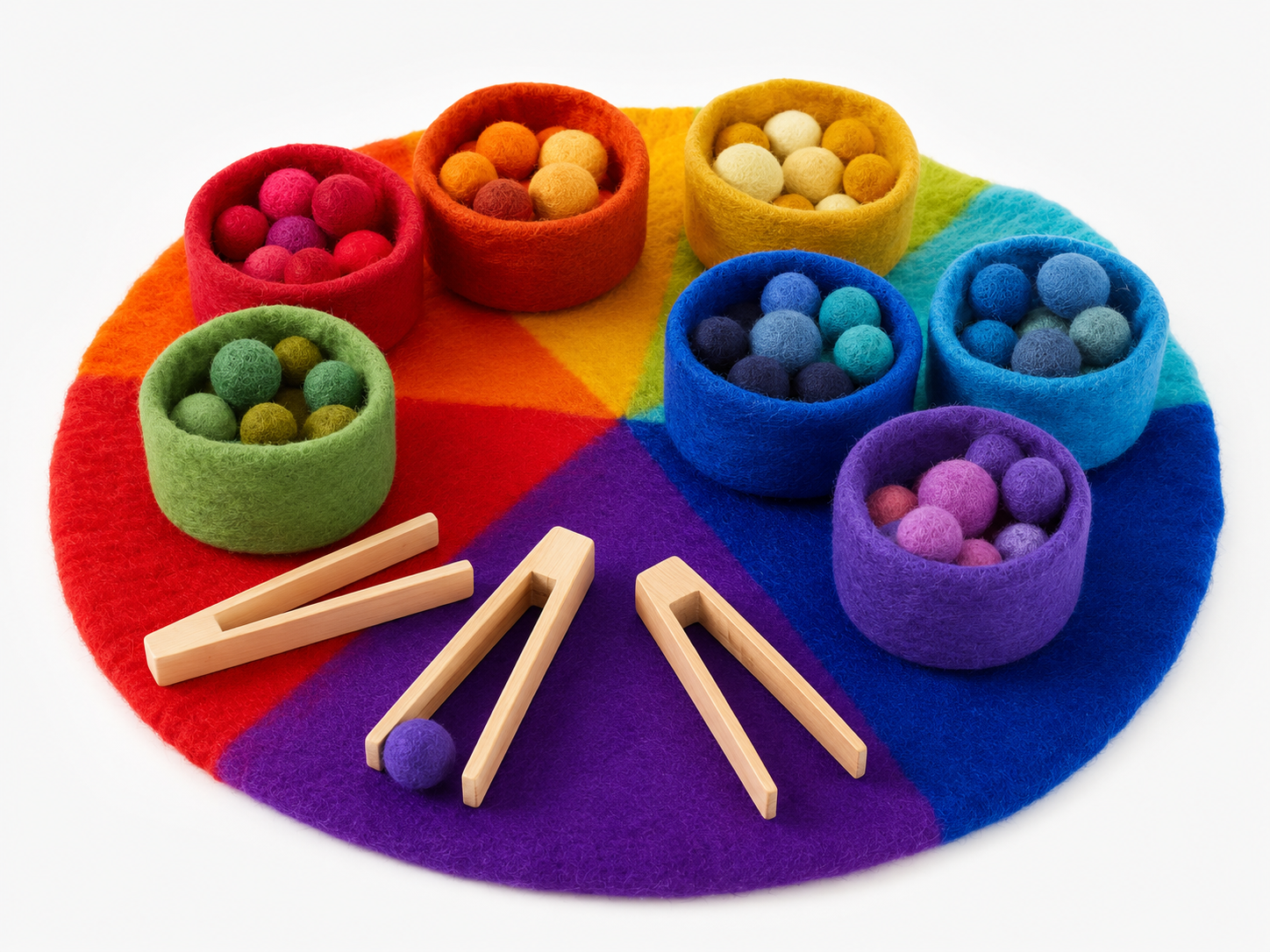 Rainbow Felt Mat, Bowls & Balls and Tongs Collection