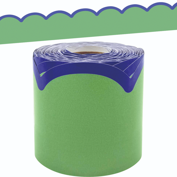Color Crush Green with Blue Scallops Die-Cut Rolled Border Trim