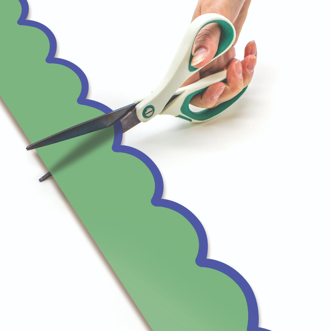 Color Crush Green with Blue Scallops Die-Cut Rolled Border Trim