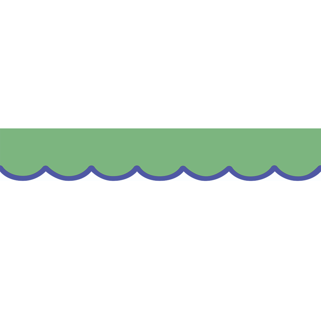 Color Crush Green with Blue Scallops Die-Cut Rolled Border Trim