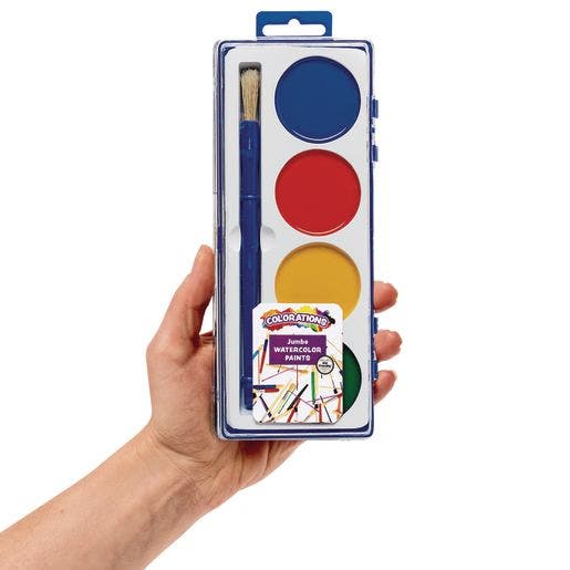 Colorations 4 Jumbo Washable Watercolors In a Tray With a Br