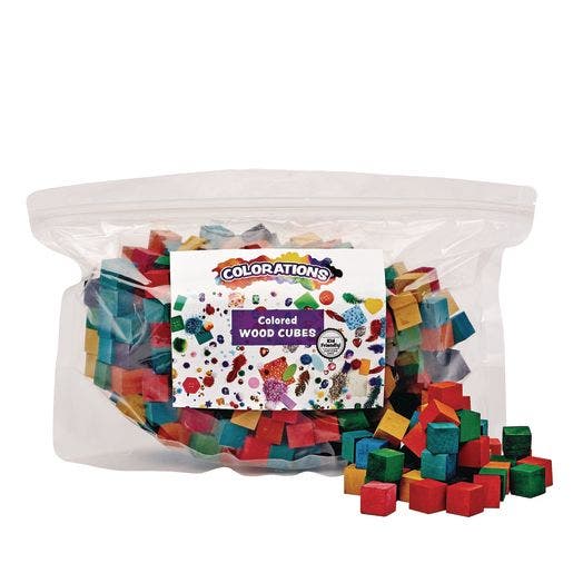 Colored Wood Cubes 196 pcs
