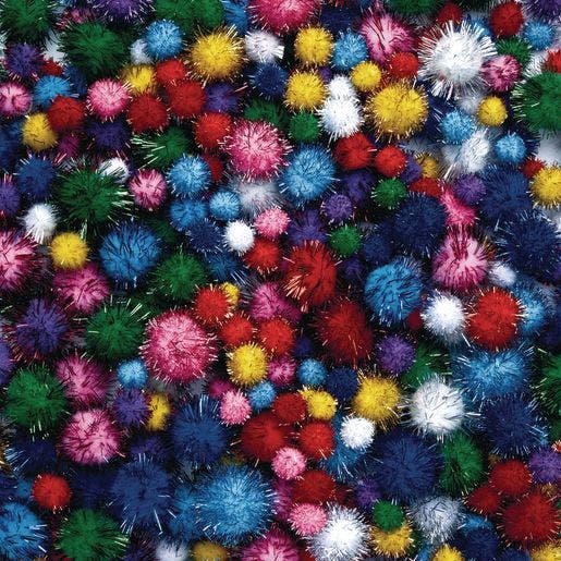 Glitter Poms-Poms 300 Pieces