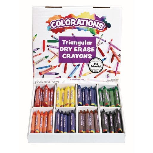 Colorations Non-Roll Dry Erase Crayon Classroom Pack Set of