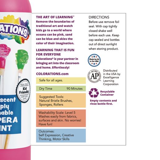 Colorations Simply Washable Tempera Paint 8 oz Set of 6