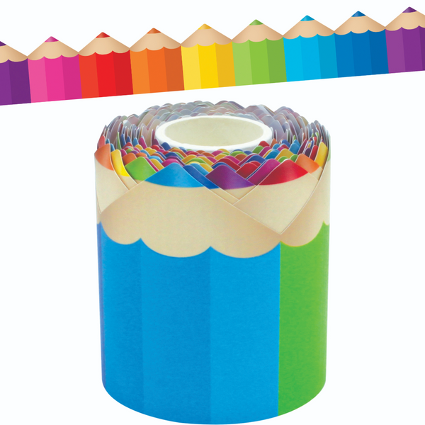 Colored Pencils Die-Cut Rolled Border Trim