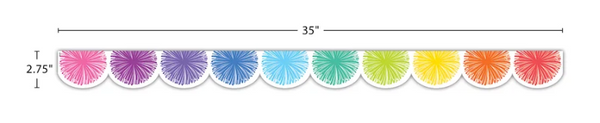 Colorful Poms Scalloped Die-Cut Border Trim