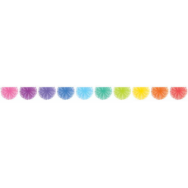 Colorful Poms Scalloped Die-Cut Rolled Border Trim