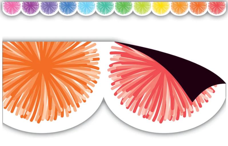 Colorful Poms Scalloped Magnetic Border