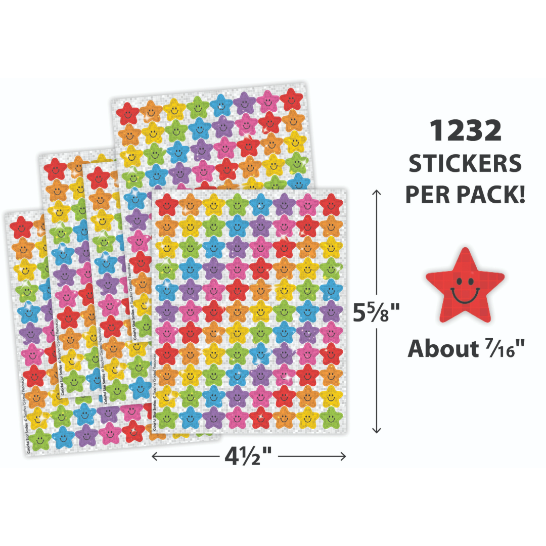 Colorful Star Smiles Sparkle Mini Stickers Value Pack