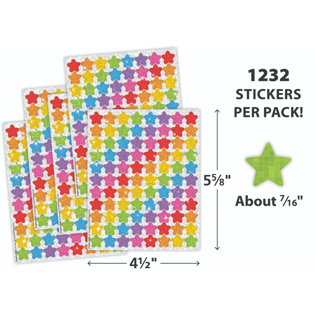 Colorful Stars Sparkle Mini Stickers Value Pack